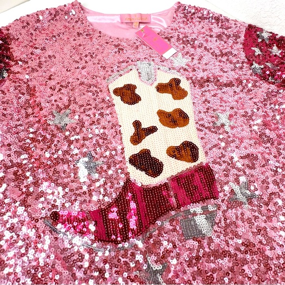 NWT Simply Southern Pink Sequin cowboy boot dress - Picture 4 of 9